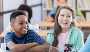 Diverse students having a good time in the classroom