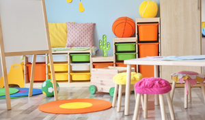 Young students classroom, vibrant colors