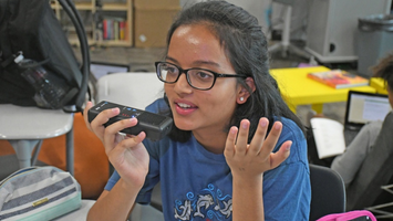 Student using Lightspeed POD for small group learning in the classroom